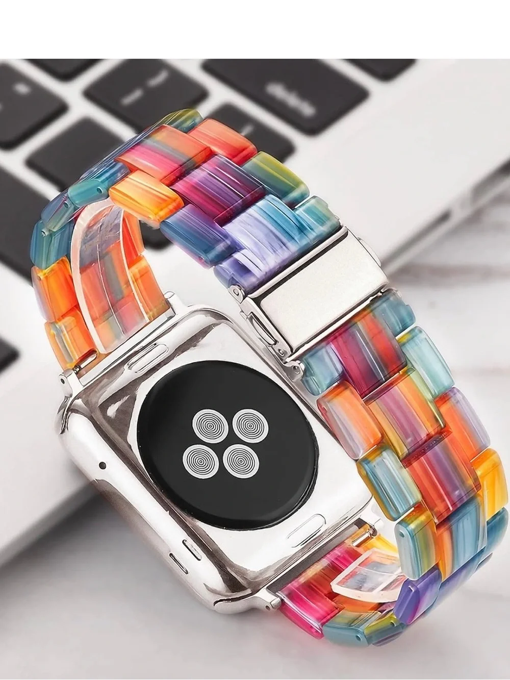 New never used multicolor HOPO Resin Watch band, 38-49 mm, gender neutral